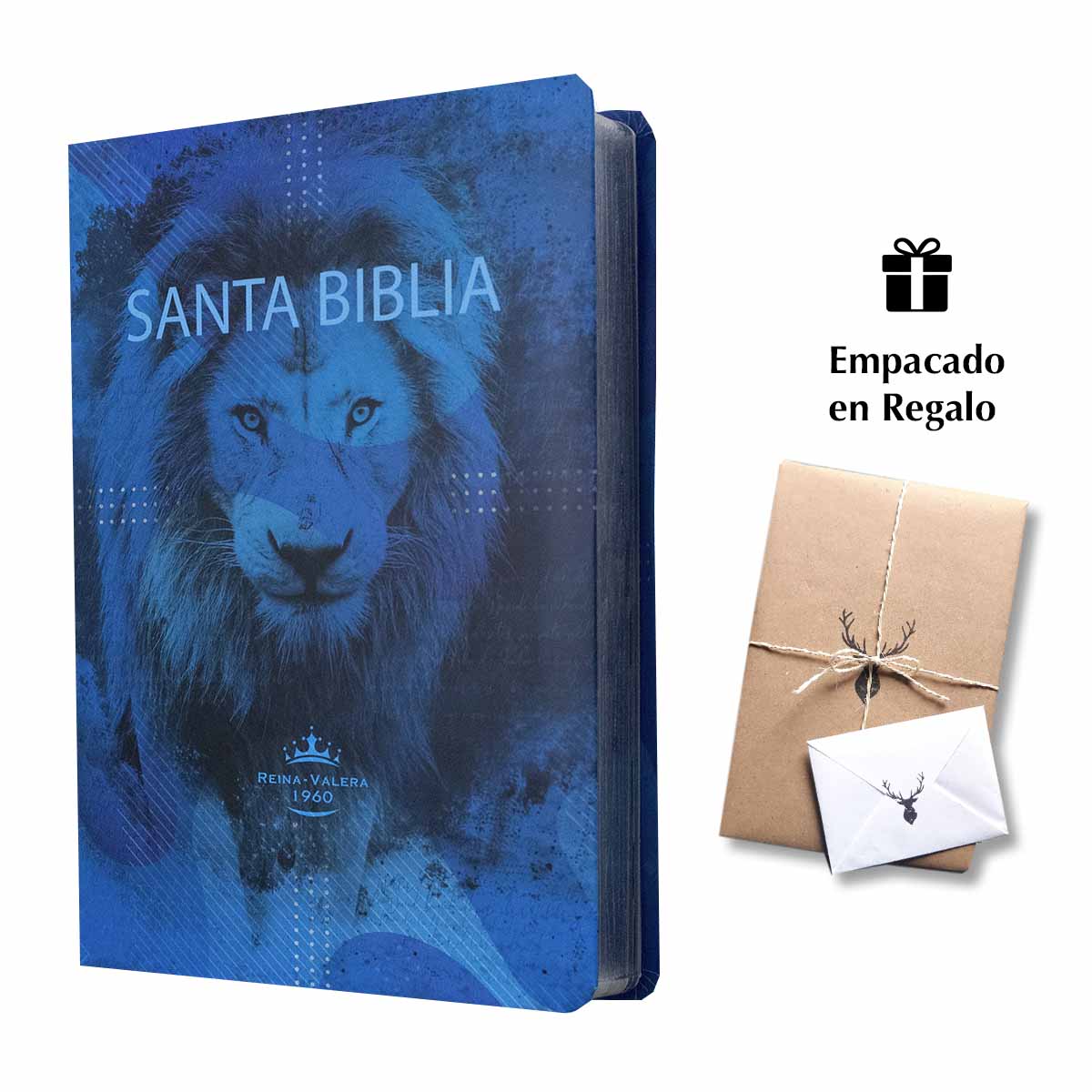 Biblia RVR1960 Letra Grande 12 puntos León azul