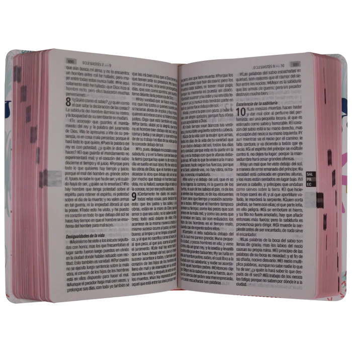 Biblia Reina Valera 1960 Mediana Letra Grande Tapa Semiflexible Blanca Flores - Imagen 3