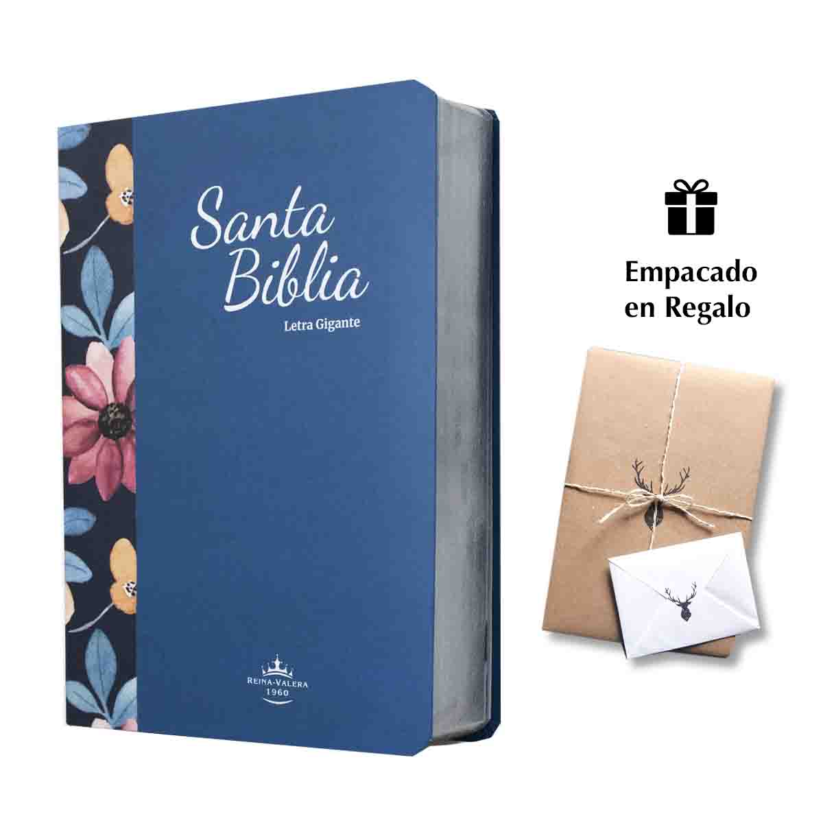 Biblia Letra Gigante Azul Flores 14 puntos