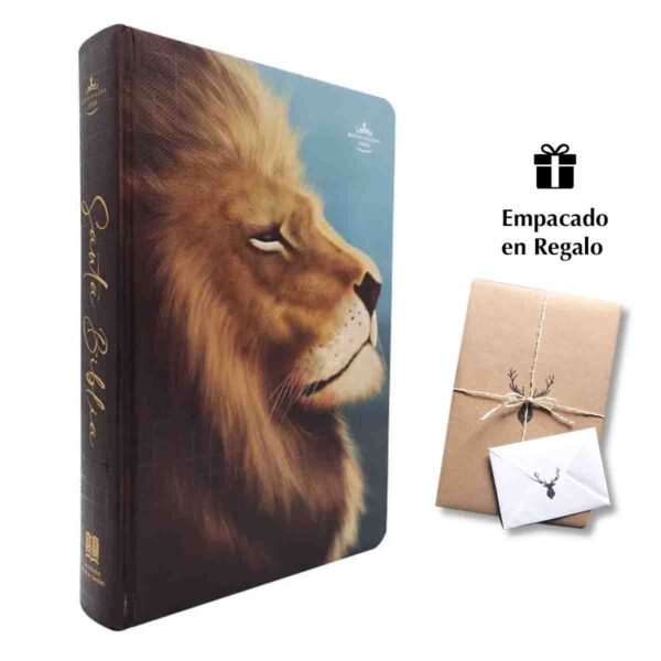 Biblia Diseño de León Azul Tapa Dura Letra Gramde