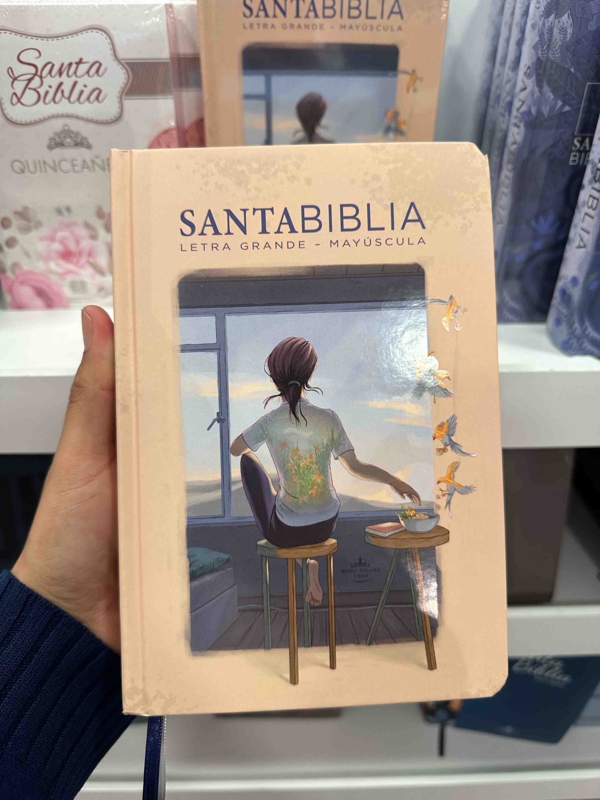 Biblia Reina Valera 1960 Letra Grande PJR Mayúscula tapa Dura rosa - Imagen 3