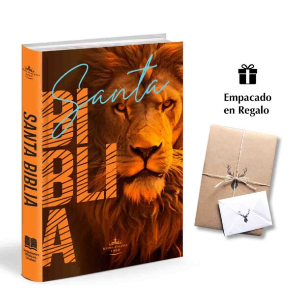 Biblia Reina Valera 1960 Letra Grande PJR tapa Dura León Naranja