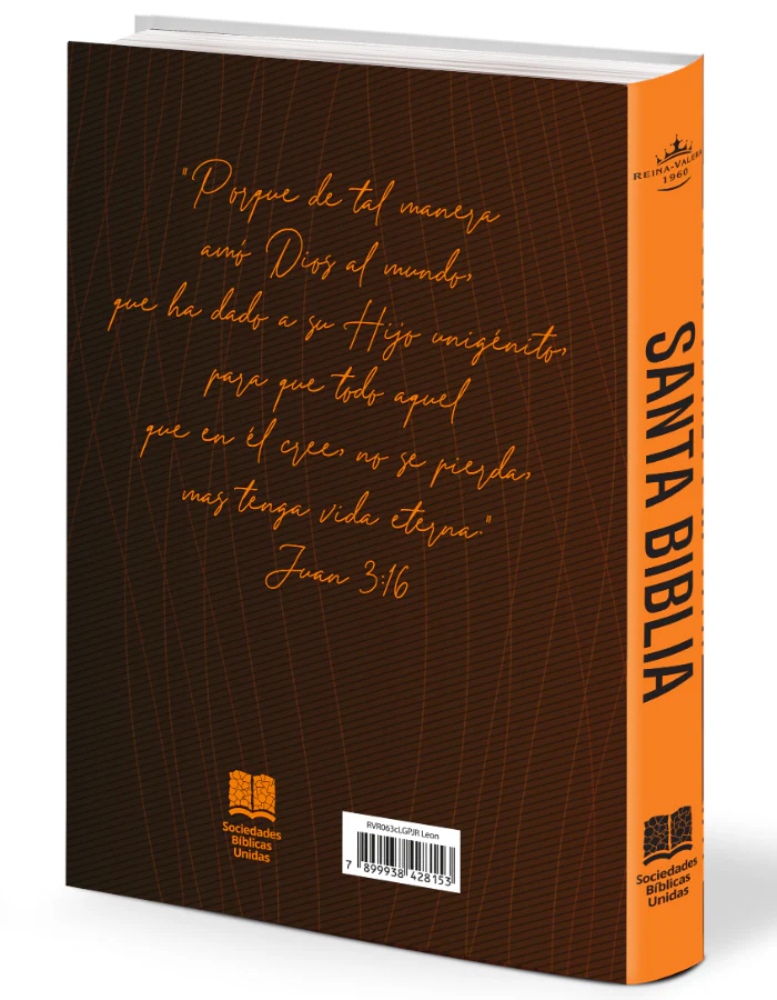 Biblia Reina Valera 1960 Letra Grande PJR tapa Dura León Naranja - Imagen 2