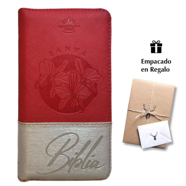 Biblia Reina Valera 1960 Rojo Beige Canto Dorado - Tipo Agendas - Chequera