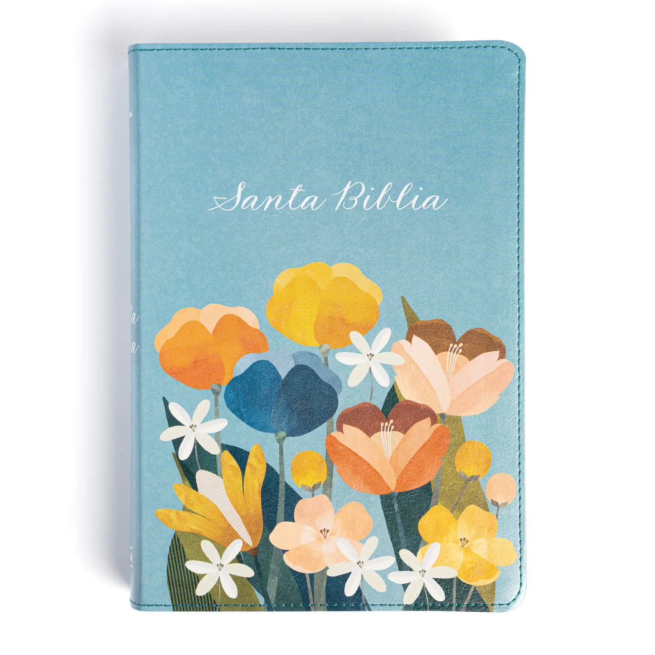 Biblia RVR60 Aqua Flores Letra Grande Tamaño Manual Imitacion Piel - Imagen 2