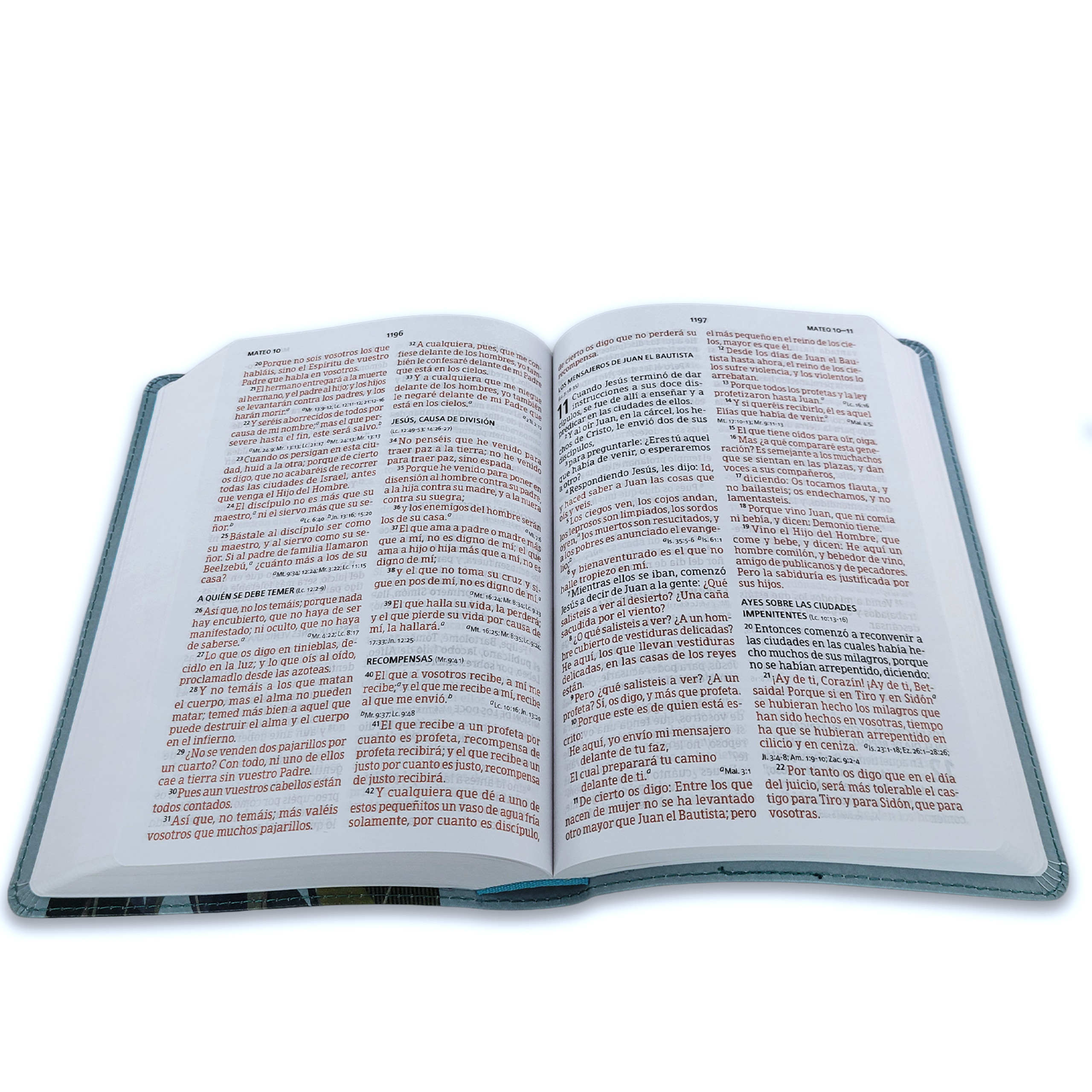 Biblia RVR60 Aqua Flores Letra Grande Tamaño Manual Imitacion Piel - Imagen 3