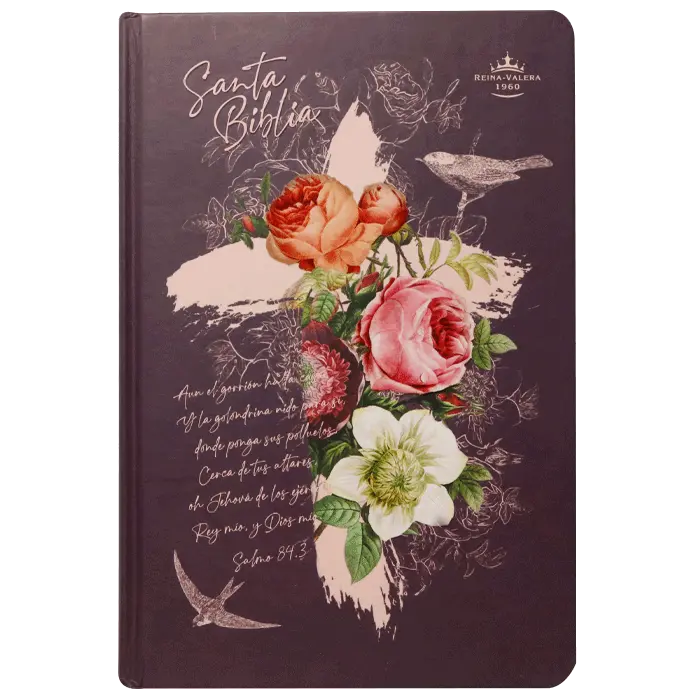 Biblia Reina Valera 1960 Mediana Letra Grande Tapa Dura Rosas - Imagen 2