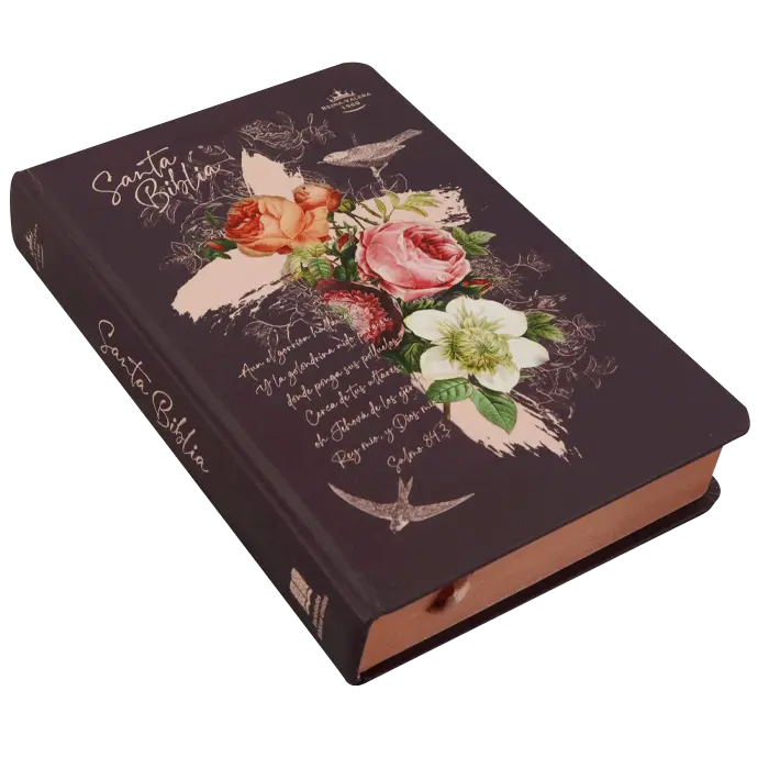 Biblia Reina Valera 1960 Mediana Letra Grande Tapa Dura Rosas - Imagen 3