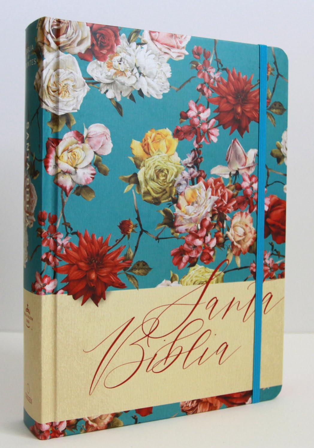 Biblia de Apuntes RVR 1960 Tapa dura Azul celeste con flores - Imagen 4