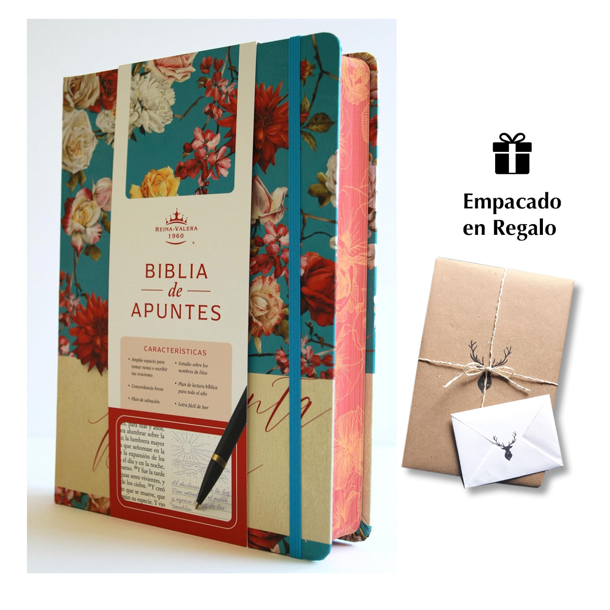Biblia de Apuntes RVR 1960 Tapa dura Azul celeste con flores