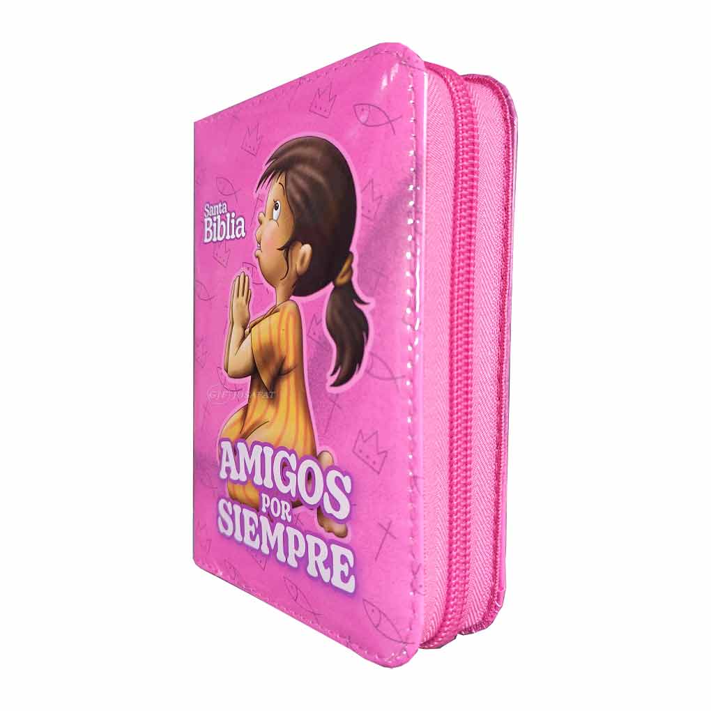 Biblia Amigos por Siempre RVR1960 Tapa Charol Rosado Compacta - Imagen 3