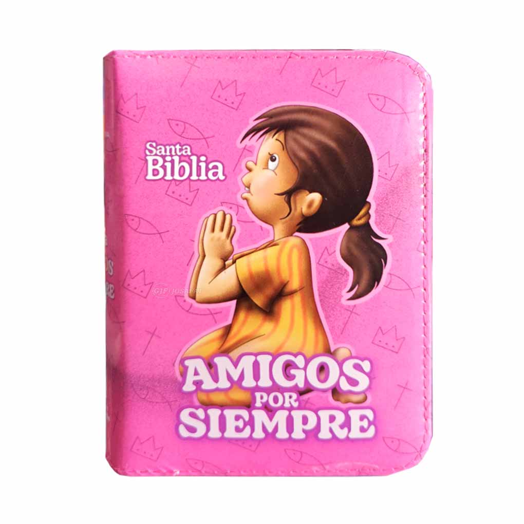 Biblia Amigos por Siempre RVR1960 Tapa Charol Rosado Compacta - Imagen 2