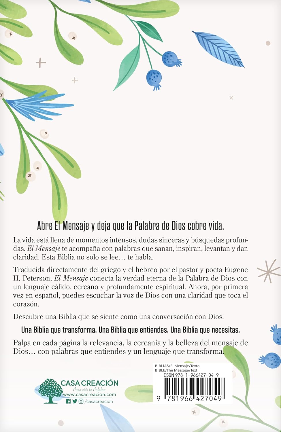 Biblia El Mensaje Tapa dura, Verde Floral : La Biblia en un lenguaje claro y profundo - Imagen 4
