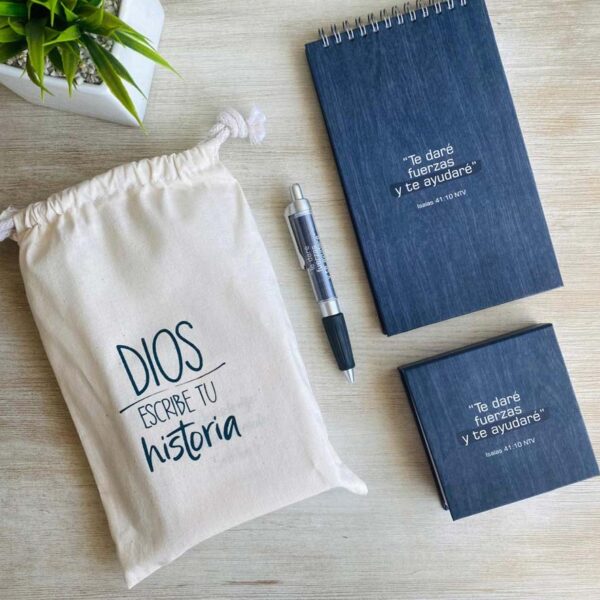 Kit de Regalo Inspirador · Block + Taco + Bolsa Viajera