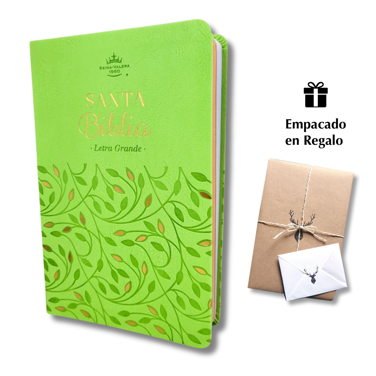 Biblia Rvr 1960 Letra Grande Símil Piel Verde Olivo