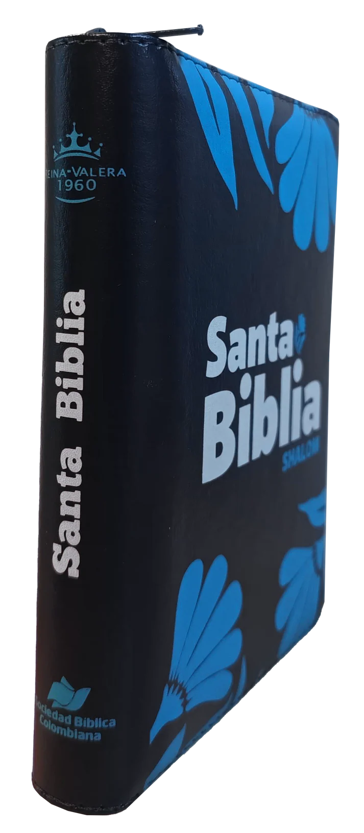 Biblia Mini Bolsillo Shalom RVR 1960 Azul Piel con Cierre - Imagen 2