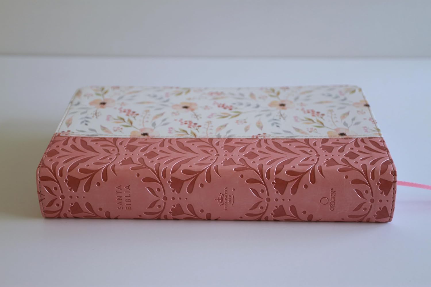 Biblia RVR60 Rosada Flores Letra Gigante Imitacion Piel Canto Pintado - Imagen 9