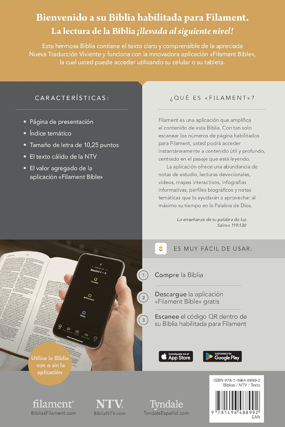 Biblia NTV Rosada Letra Grande Valor Premium Filament - Imagen 7