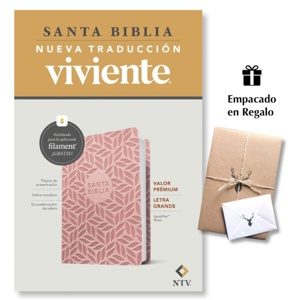 Biblia NTV Rosada Letra Grande Valor Premium Filament