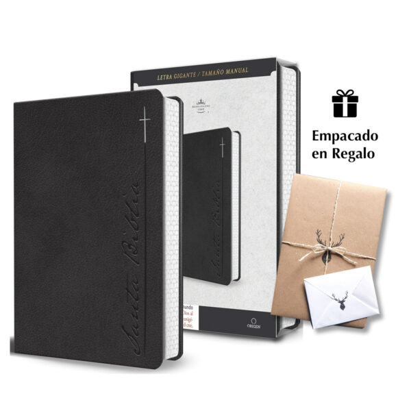 Biblia RVR60 Gris Letra Gigante Imitacion Piel Cantos Pintado