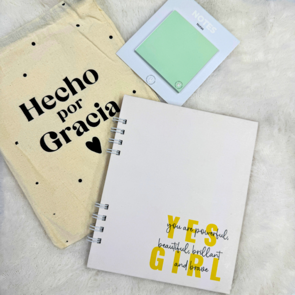 🌟📓 Cuaderno Cuadriculado - Yes Girl: Beautiful, Brilliant & Brave + Block de Notas + Tula