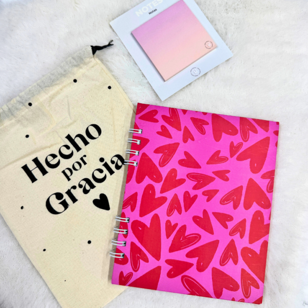 💖✨ Amor Propio - Cuaderno Cuadriculado + Block de Notas + Tula