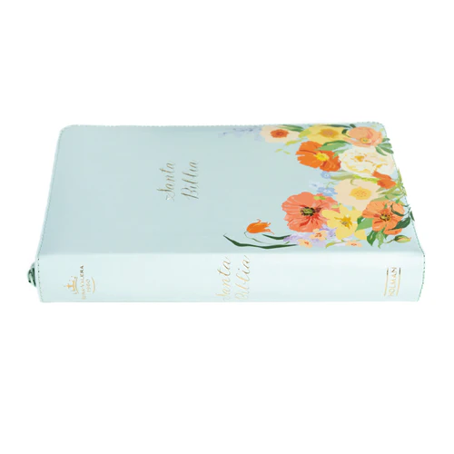 Biblia RVR60 Manual Letra Gigante Menta Flores Cierre Indice