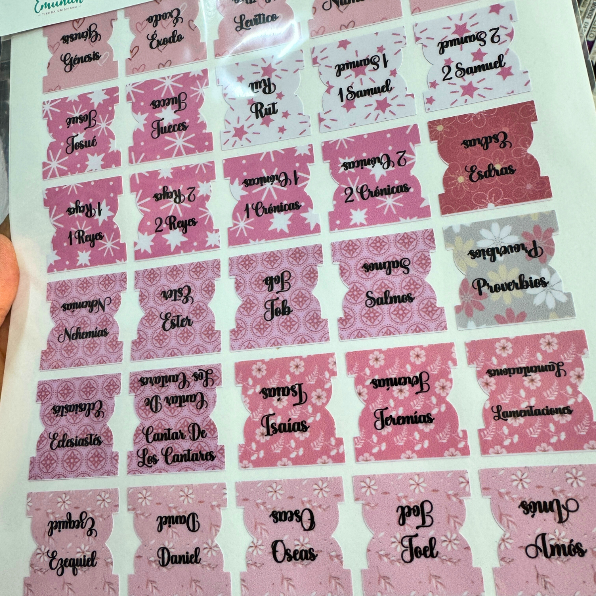Rosado Flores – Indice para Biblia Adhesivo / Tabs para Biblias / STICKERS / Hefziba