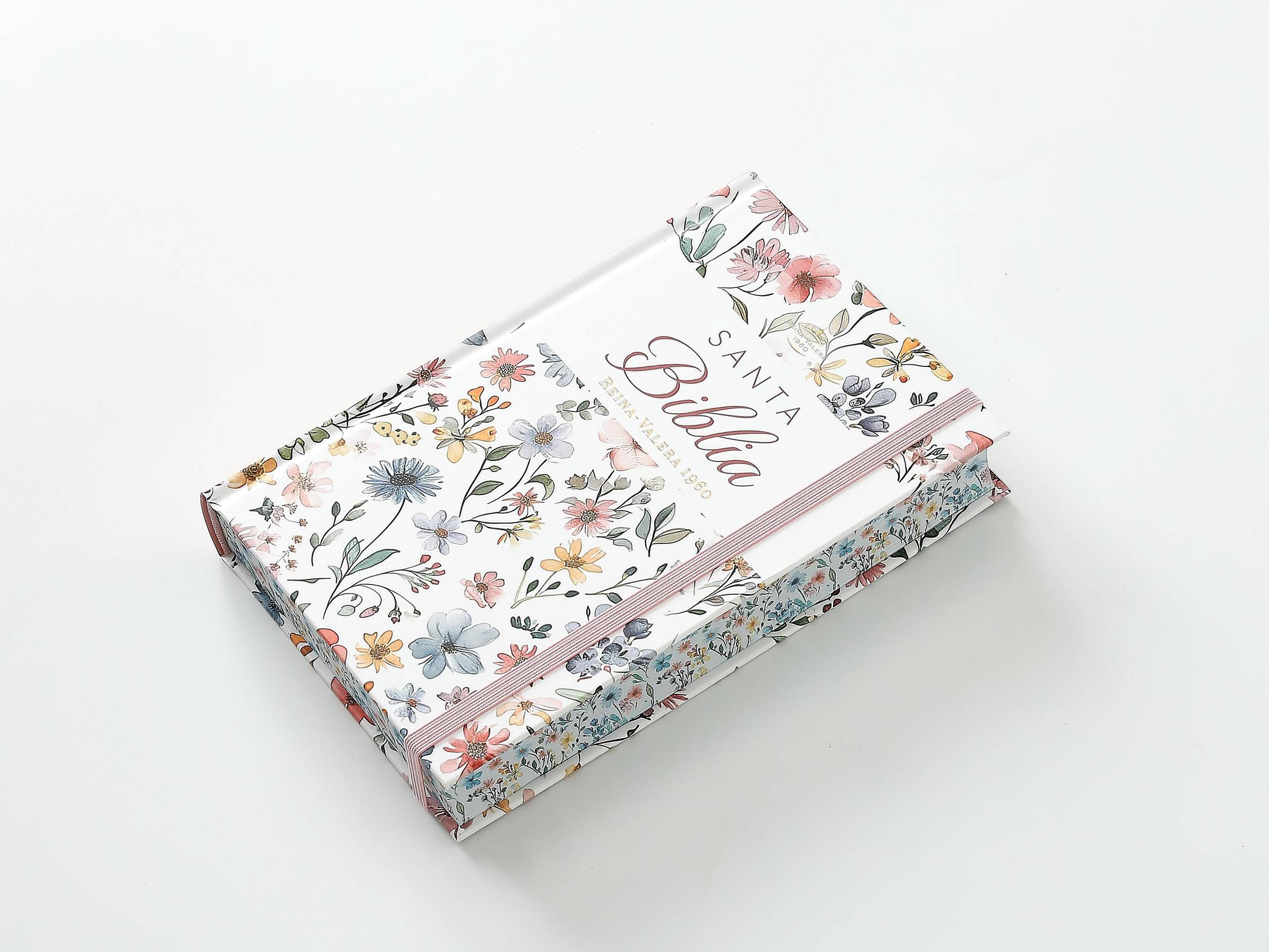 Biblia RVR60 Tamaño manual Letra Grande 12 puntos Tapa dura con elástico Primavera Blanca - Imagen 6