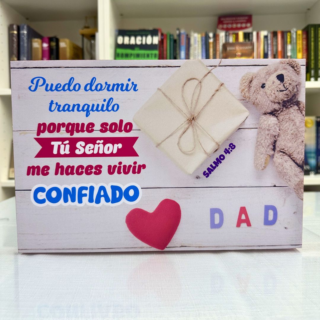 Cuadro de madera – Salmo 4:8 - Imagen 2