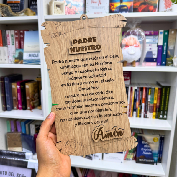 Padre Nuestro - 🪵 Cuadro en Madera – Oración Clásica (28 x 16 cm)