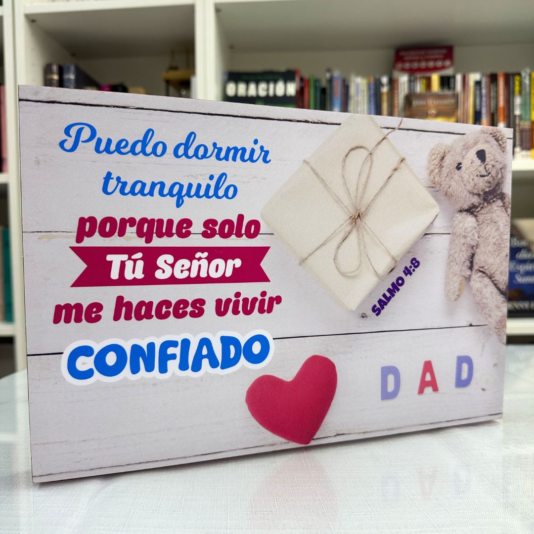 Cuadro de madera – Salmo 4:8 - Imagen 3