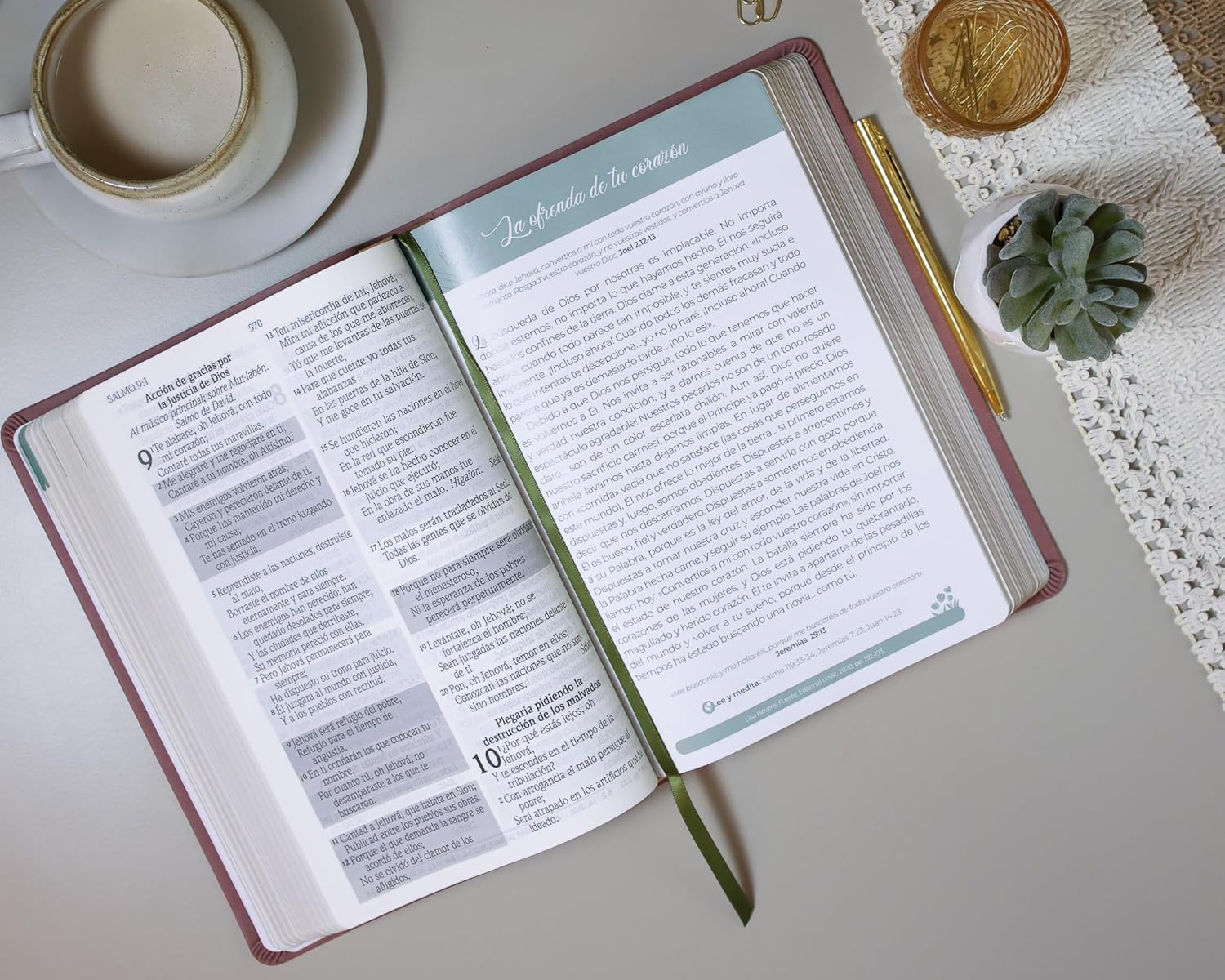 Biblia de Promesas RVR 1960 Devocional Virtuosa Letra Gigante Piel especial Rosa - Imagen 6