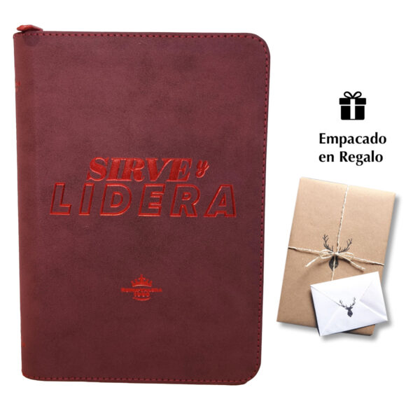 Biblia RVR60 Sirve y Lidera Color Rojo Canto Plateado Letra 12 Puntos