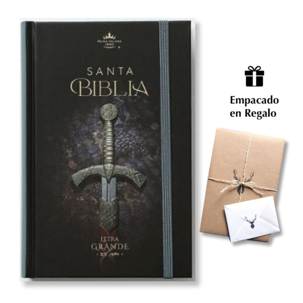 Biblia RVR60 Tamaño manual Letra Grande  12 puntos Tapa dura con elástico Espada