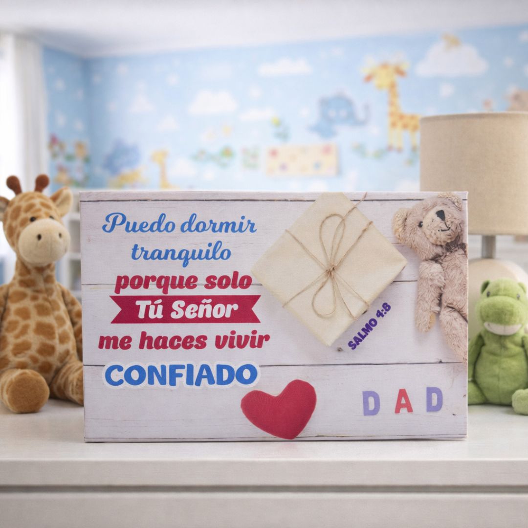 Cuadro de madera – Salmo 4:8