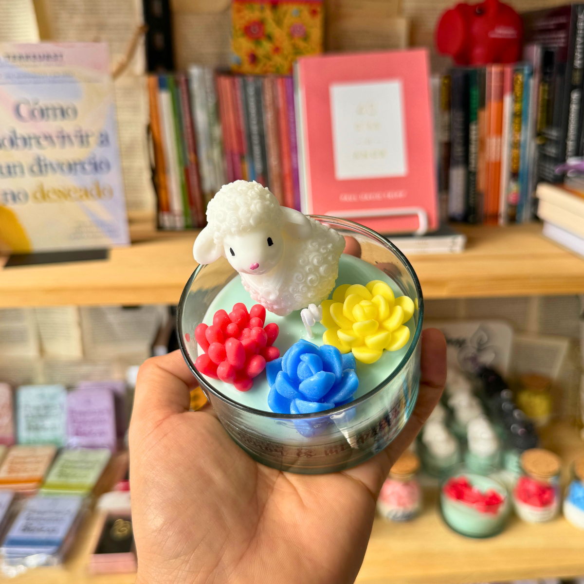 🐑 Vela Decorativa Ovejita con Suculentas 🪷 – “El Señor es mi Pastor” - Imagen 2