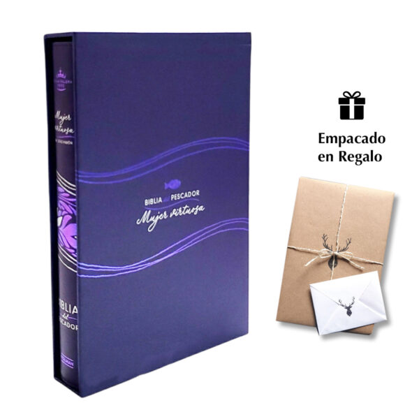 Biblia del pescador RVR 1960 Mujer virtuosa Floral símil piel