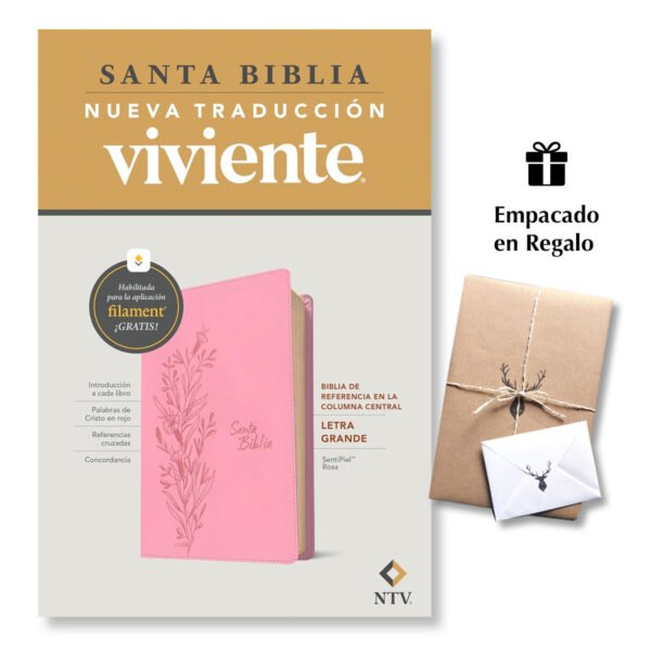Biblia de Referencia en la columna central NTV Letra Grande con Filament Rosa