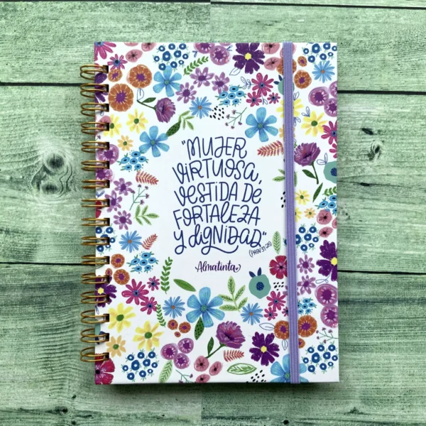Mujer virtuosa - 🌸 Cuaderno mediano de rayas 100h - Almatinta