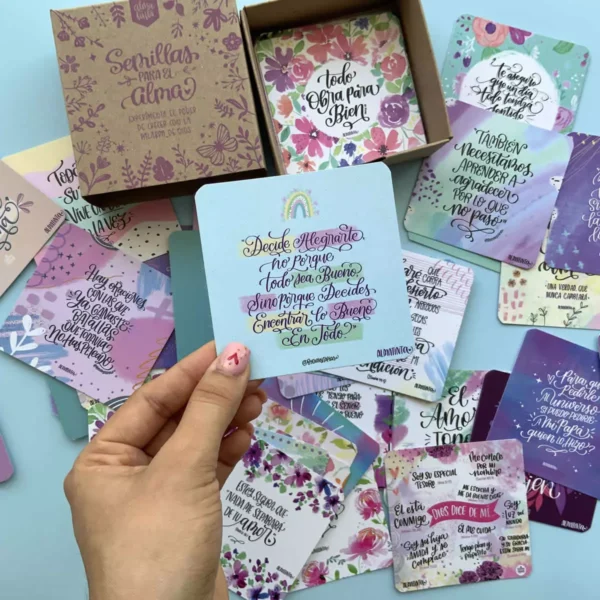 🌸 Semillas para el Alma – Set de 50 tarjetas con mensajes bíblicos - Almatinta