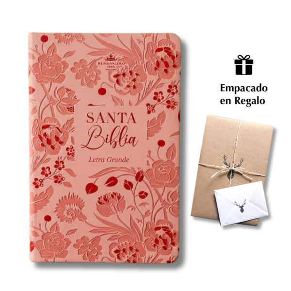 Biblia Letra Grande Rosa Floral 12 puntos Obsequios y Premios Reina Valera 1960