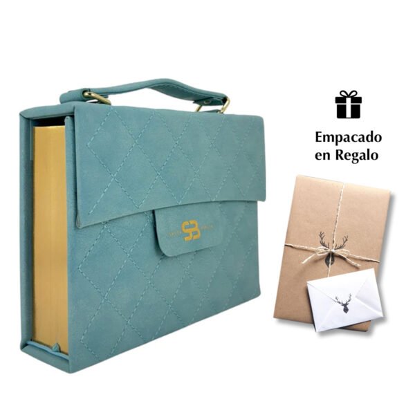 Biblia RVR 1960 Cartera Fucsia con Broche Turquesa Compacta Letra 10 puntos