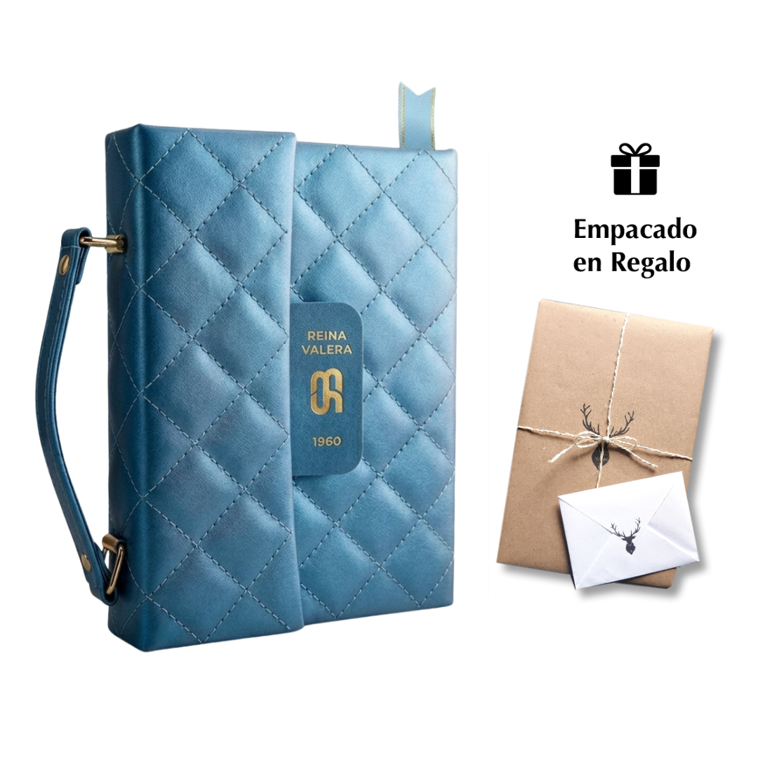 Biblia RVR 1960 Cartera Azul con Broche Magnético Compacta Letra 10 puntos