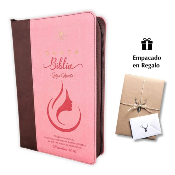 Biblia con Cierre Letra Gigante Manual 14 puntos RV1960, imit piel mujer virtuosa - Proverbios 31:10