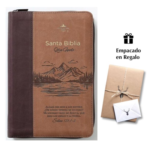 Biblia RVR60 tamaño manual letra Gigante Café/café con cierre: Alzaré mis ojos