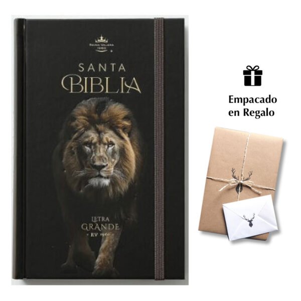 Biblia RVR60 Tamaño manual Letra Grande TApa dura con elástico: León de Judá
