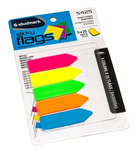 Notas Adhesivos Banderitas 125 Hojas 5 Colores Neon Klipp