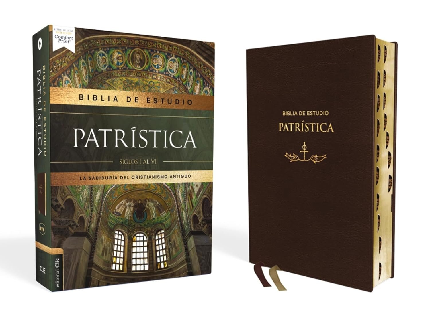 Biblia De Estudio Patristica Piel con Indice color Cafe - Imagen 7