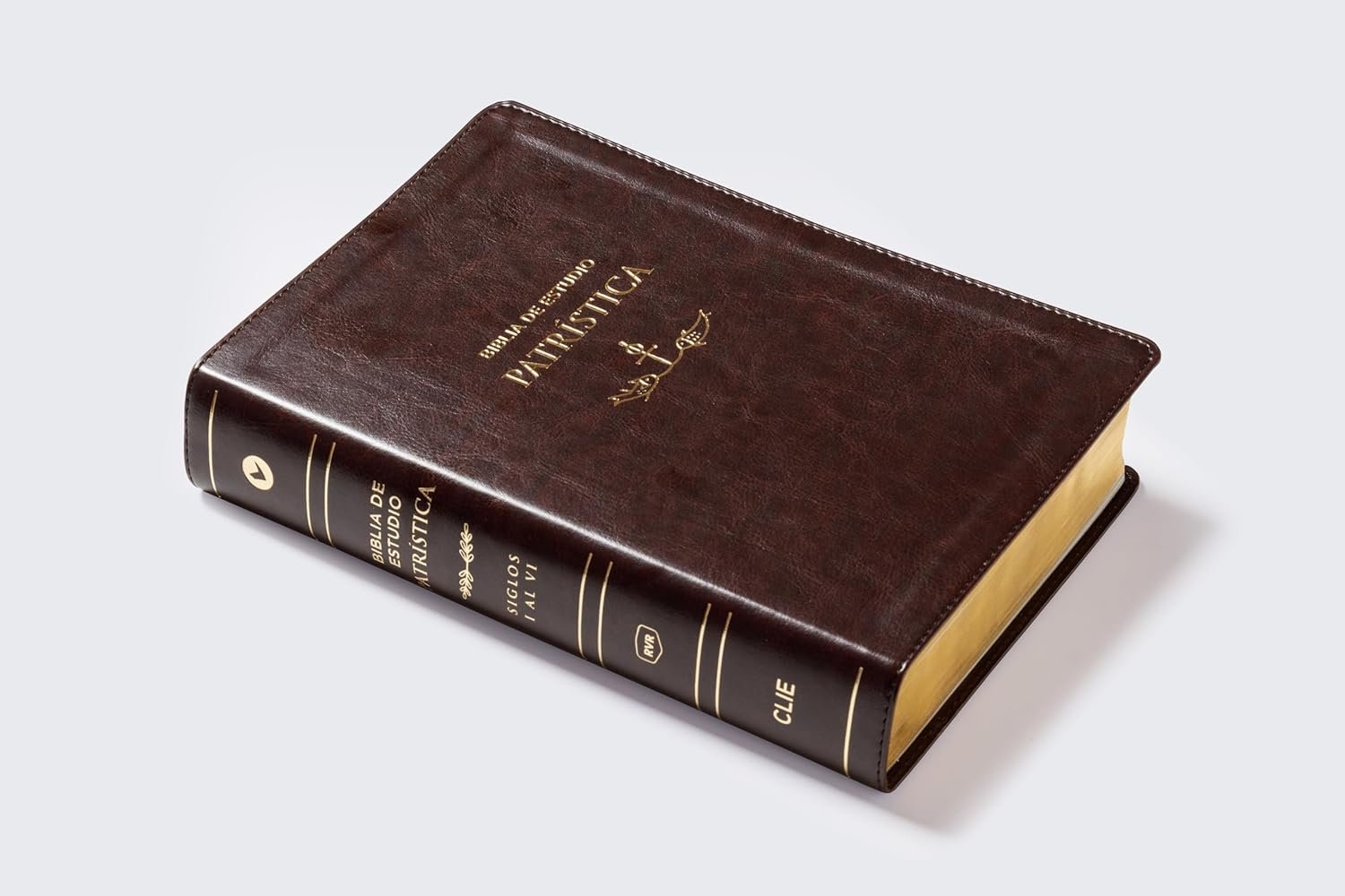 Biblia De Estudio Patristica Piel con Indice color Cafe - Imagen 2